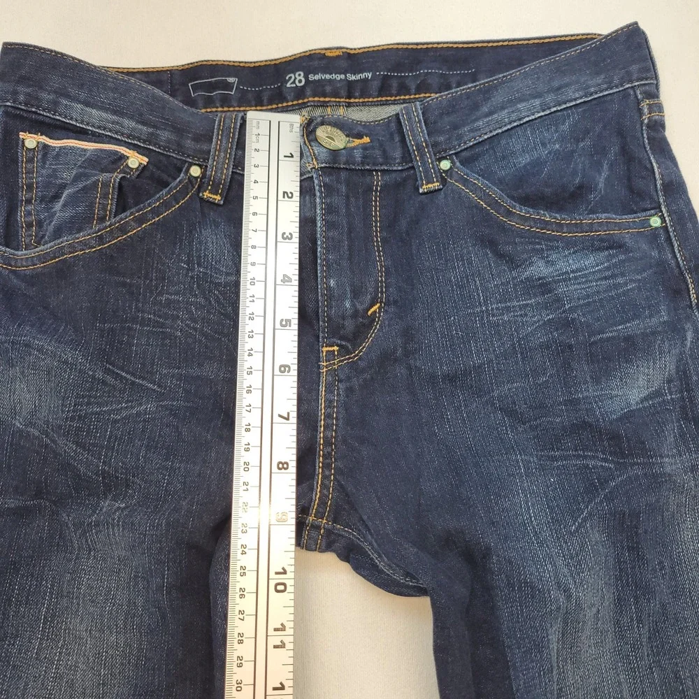 Levi's Skinny Jeans Mens 28x31 Blue Selvedge Dark Wash Denim‎